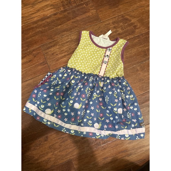 Matilda Jane Other - Matilda Jane Girls Dress Floral Snail Print ALine Button Front Pocket Size 6